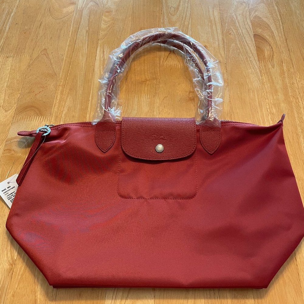 Longchamp Large Red Le Pliage Neo Nylon Tote NWT